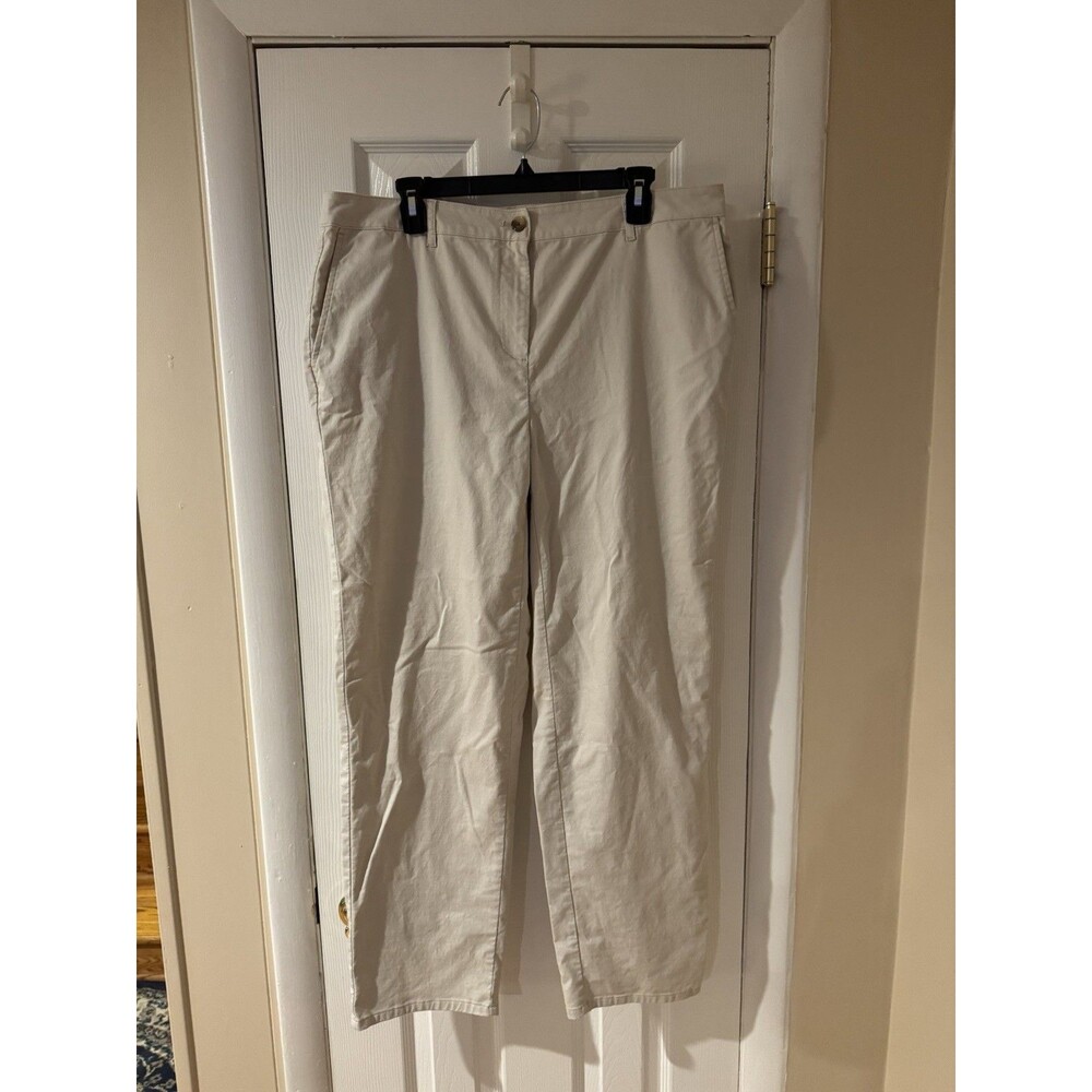 J. Jill Essential Khaki Chino Style Stretch Pants Elastic Waist At Back Sz  18